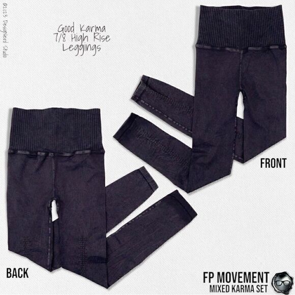 FP MOVEMENT GREY GREAT KARMA CROP TANK + BLACK GOOD KARMA HIGH-RISE LEGGINGS M/L - Picture 7 of 13